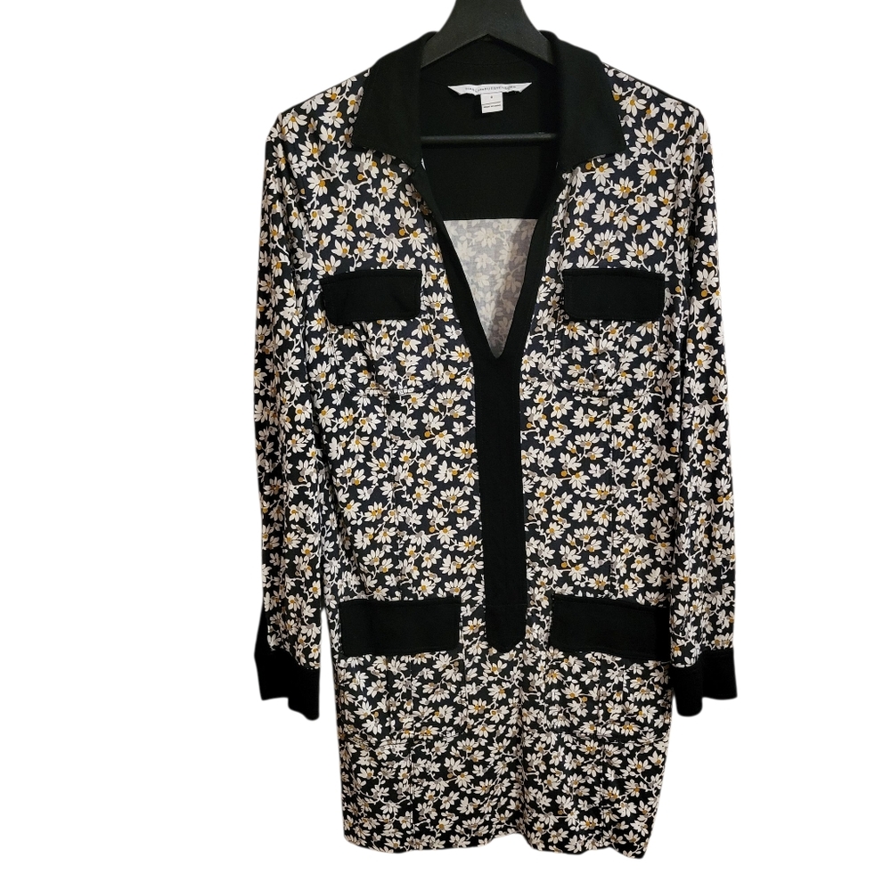 Diane Von Furstenberg Silk Floral Long Sleeve Dress